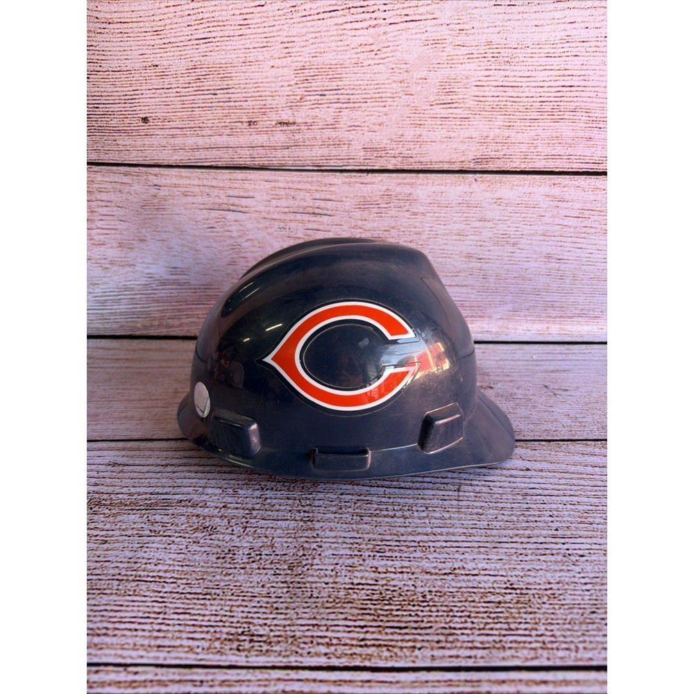 MSA V-Gard Chicago Bears Blue Hard Hat Medium Industrial Safety Helmet Used